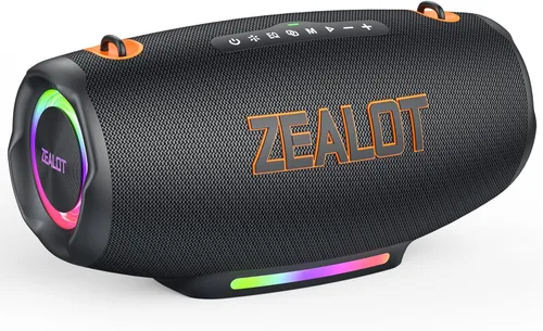 ZEALOT Altavoz Bluetooth de 120 W (pico) con graves profundos, altavoz inalámbrico portátil con luz RGB, altavoz impermeable IPX6 para exteriores,