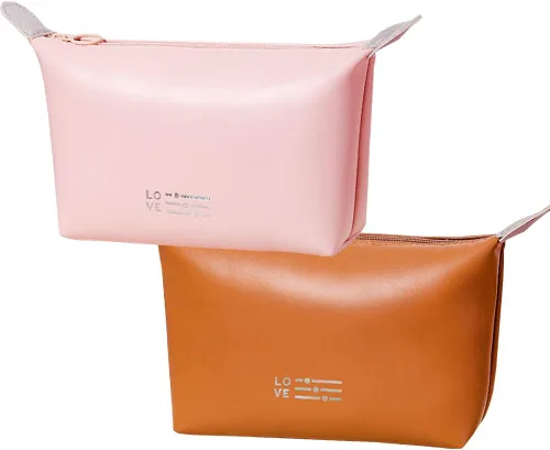 Miniatura 8 de Bolsa de maquillaje de viaje, bolsa de maquillaje de piel sintética, bolsa de cosméticos linda bolsa de maquillaje pequeña para bolso, Azul