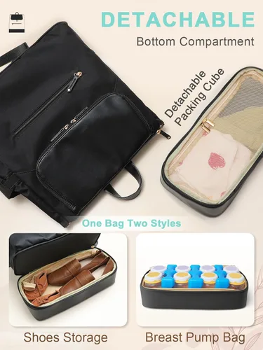 Miniatura 3 de MOMINSIDE Mochila para pañales – Bolsa de pañales grande para bebé con 14 bolsillos, mochila de viaje de cuero y nailon para mamá, bolsa de Negro