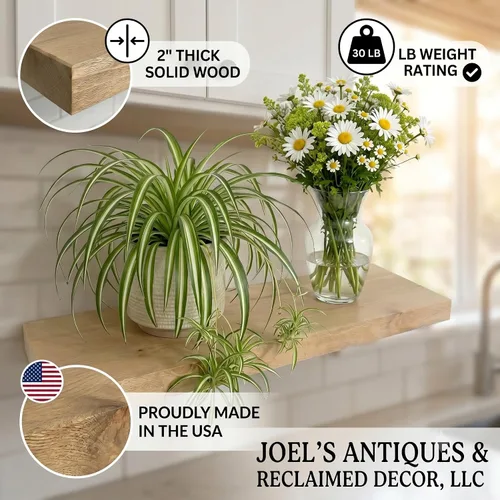 Miniatura 6 de joelsantiques Estantes flotantes de madera de 24 pulgadas para pared, 24 x 10 x 2 pulgadas, madera natural maciza de alta gama, soporte resistente