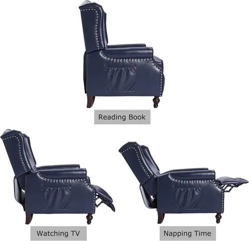 Miniatura 7 de Silla Reclinable Wingback - Sillón Reclinable Acolchado - Silla Reclinable de Masaje con Calor - Sillón Reclinable de Tela Push Back con Control