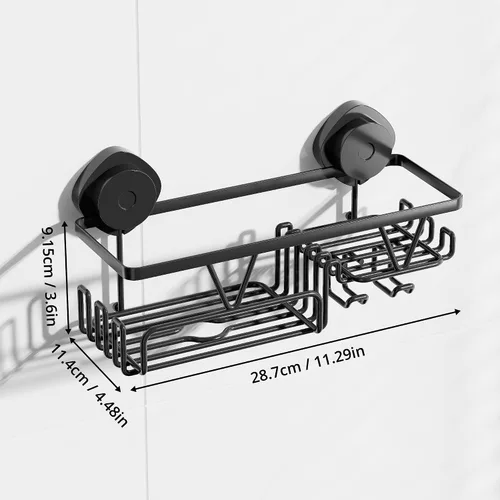 Miniatura 8 de KEGII Organizador de ducha con ventosa con soporte para jabón y ganchos, estante organizador de baño de succión extraíble, organizador de ducha sin