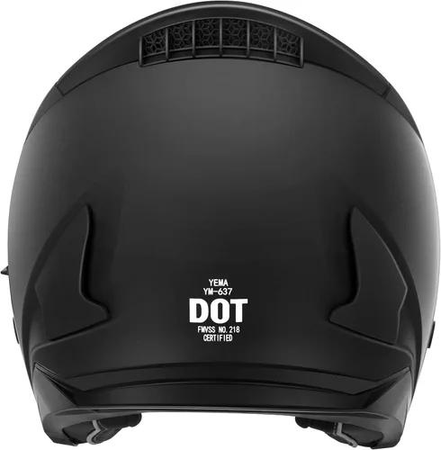 Miniatura 5 de Casco abierto para motocicleta, YEMA YM-637 aprobado por DOT, medio casco 3/4 con visera solar para adultos, hombres y mujeres Negro mate