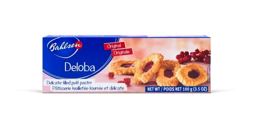 Bahlsen Deloba - Galletas de grosella roja (1 caja) – Dulces y delicados, pasteles de hojaldre mantecosos con capas ligeras y relleno de grosella