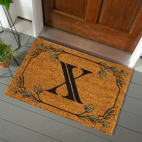 Miniatura 76 de Evergreen Flag Alfombra de puerta de fibra de coco monograma Letra B Alfombra para puerta delantera para interiores y exteriores 71x41 cm
