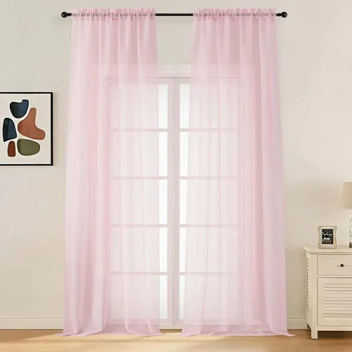 Miniatura 80 de LIVEKID Cortinas traslúcidas negras de cocina de 36 pulgadas de largo, cortinas cortas filtrantes de luz, 2 paneles de gasa aireada, texturizadas
