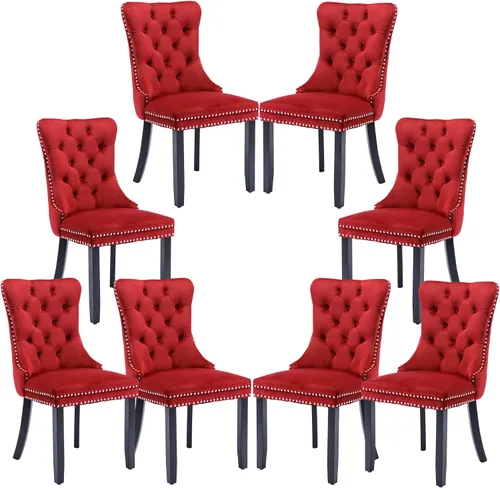 Miniatura 69 de Silla de comedor copetuda moderna de terciopelo para comedor, sillas de comedor tapizadas con remache de clavo, anillo trasero para cocina, comedor