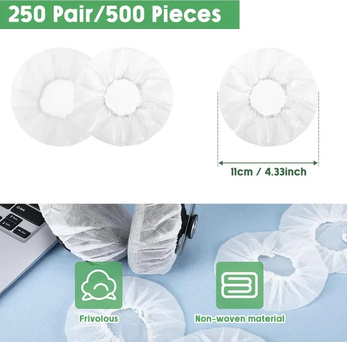 Miniatura 2 de Tatuo 500 fundas desechables para auriculares a granel, no tejidas, sanitarias, no tejidas, para auriculares, color blanco, 4.3 pulgadas/4.3 in