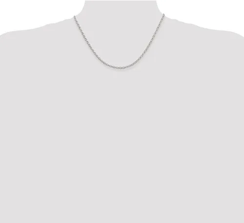 Miniatura 2 de Collar de cadena oval sólido de plata de ley de 0.108in con lazo negro