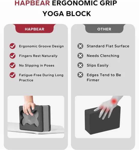 Miniatura 3 de HAPBEAR Yoga Blocks 2 Pack - 9x6x3in High-Density EVA Foam with Non-Slip Textured Surface, Supportive for Deep Stretching & Lightweight - Ideal for