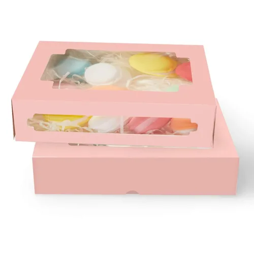 Miniatura 9 de qiqee 36 paquetes de cajas de galletas autopop para regalo de 8 x 5.3 x 2 pulgadas, caja plegable blanca de un segundo con ventana para panadería