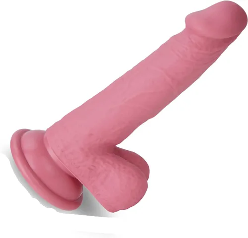Miniatura 16 de Consolador de silicona transparente de 8.2 pulgadas con forma de confeti y base de succión acampanada para uso con manos libres, consolador flexible