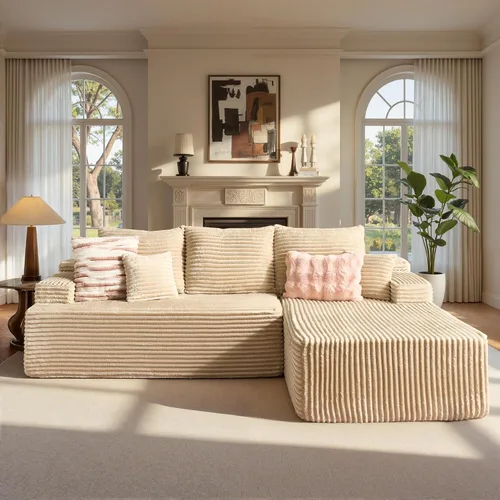 Miniatura 34 de ovios Sofá seccional Cloud de 96 pulgadas con chaise en forma de L, sofá modular moderno con asiento profundo, sofás tapizados para sala de estar
