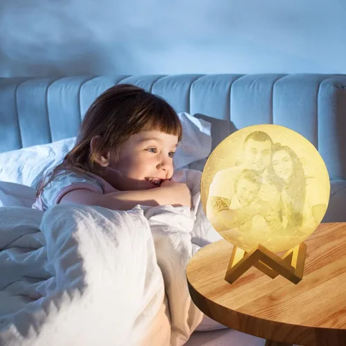 gue Lámpara de luna personalizada con foto de 2/3/16 colores, luz nocturna, lámpara de foto 3D personalizada, lámpara de luna personalizada con foto