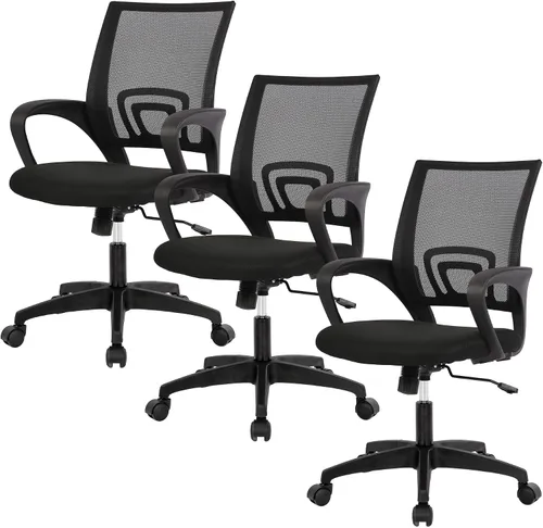 Miniatura 22 de BestOffice Silla de Oficina Ergonómica de Malla para Escritorio, Silla de Computadora Ejecutiva con Soporte Lumbar, Reposabrazos, Giratoria, Negro