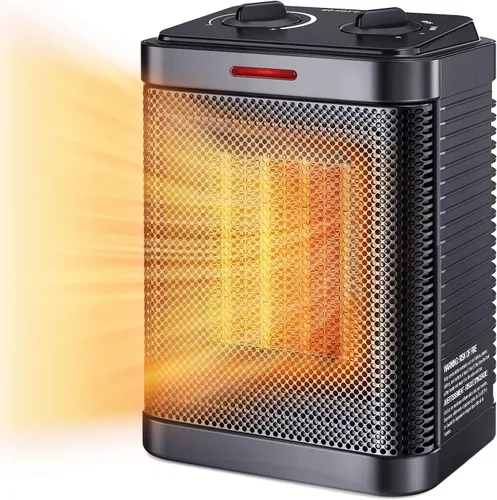 Calentador de espacio para uso en interiores, calentador de cerámica PTC de 1500 W con termostato, calentador de espacio pequeño 2S, calentamiento