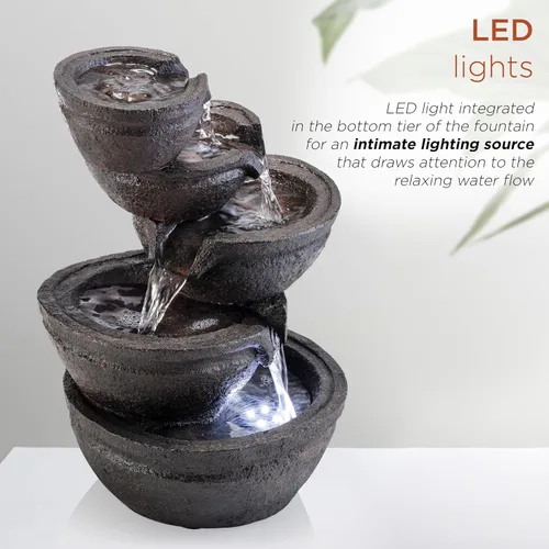 Miniatura 5 de Alpine Corporation WIN1138 - Fuente de agua de mesa para interiores de 13 pulgadas con luces LED, función de agua en cascada para el hogar, oficina