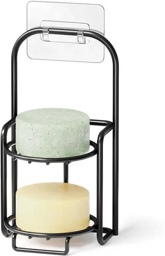 SpaceAid Soporte de barra de champú de 2 niveles para ducha, soporte de barra de jabón autodrenante para pared de baño y fregadero de cocina,