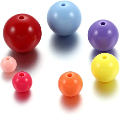 Miniatura 6 de 200 cuentas redondas acrílicas de 0.394 a 0.787 pulgadas (6 a 0.787 in) de color caramelo, cuentas espaciadoras sueltas para manualidades para hacer