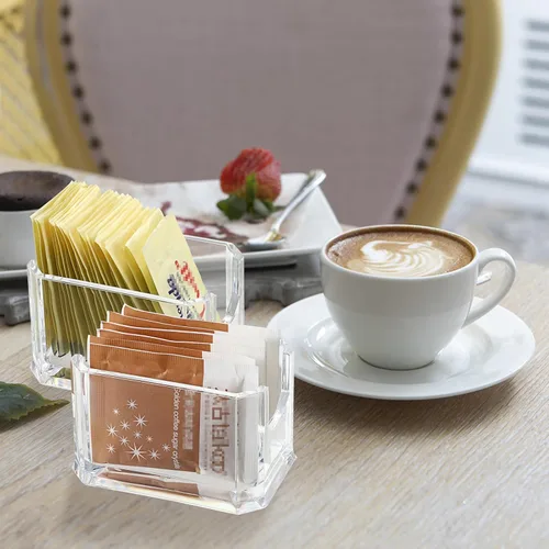 Miniatura 3 de ELLDOO Juego de 4 soportes para paquetes de azúcar, azucarero acrílico para restaurante, organizador de bolsas de té, soporte para paquetes