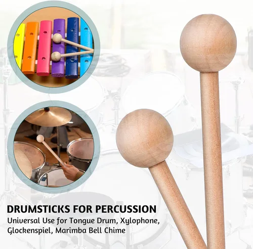 Miniatura 4 de Palitos de percusión de madera de 8 pulgadas, palitos de ritmo de madera, palitos de percusión, palitos de percusión, mazos de xilófono, mazo