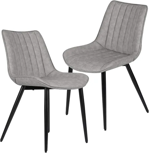 Miniatura 18 de Juego de 2 sillas de comedor voladizas, sillas de comedor modernas de mediados de siglo con patas de metal negro, sillas de cocina tapizadas