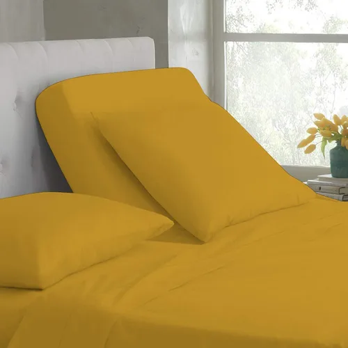 Miniatura 10 de Base de cama ajustable – Juego de sábanas de cabeza dividida superior tamaño Queen – Sábanas de 100% algodón egipcio sólido color azul aguamarina