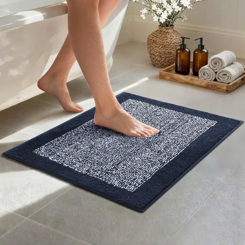 Miniatura 25 de Alfombras de baño de 17 x 24 pulgadas, antideslizantes, lavables, color gris, para bañera, tapete de baño para baño, tapete suave y absorbente