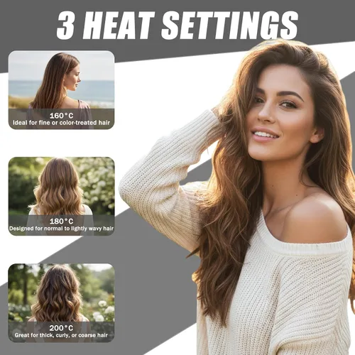 Miniatura 5 de Mini alisador de pelo, cepillo Glam inalámbrico portátil, control de temperatura de 3 velocidades, peine caliente de viaje recargable para mujeres