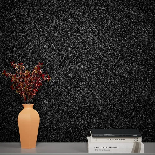 Miniatura 7 de Stickyart Papel tapiz negro con purpurina de 15.8 x 275.6 pulgadas, papel tapiz autoadhesivo de tela con purpurina extraíble, papel de contacto Oro