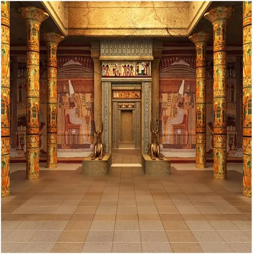 Miniatura 9 de AOFOTO Telón de fondo hipóstico del templo egipcio de 5 x 3 pies, diseño de arqueología, palacio dorado del Egipto con mural de pared jeroglífico