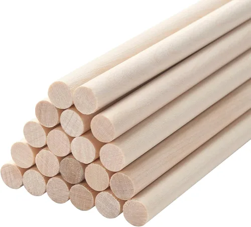 Varillas de madera redondas de madera maciza de 3/8 x 15 pulgadas, 20 piezas de varillas de madera para macramé para manualidades, palos de madera