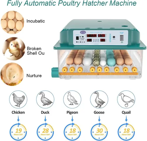 Miniatura 4 de YXCKG Incubadora digital automática de 120 huevos para incubar huevos de gran capacidad con vela de huevos, girador automático de huevos