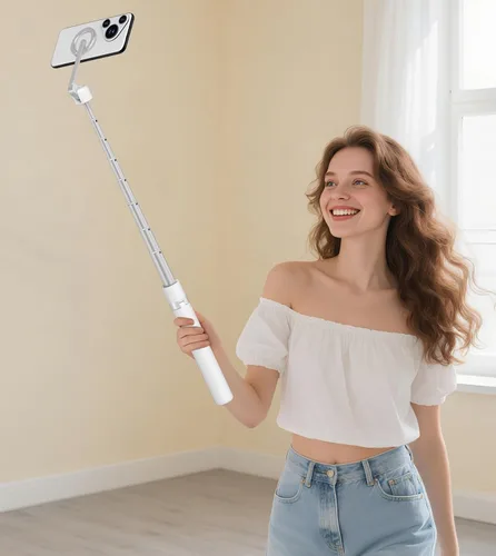 Miniatura 9 de TONEOF Trípode de palo de selfie magnético de 68" con soporte magnético fuerte de aluminio para Magsafe, soporte de trípode para teléfono de viaje