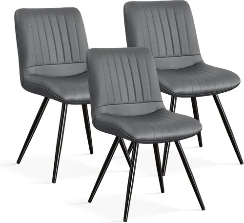 Miniatura 46 de Sillas de comedor, modernas sillas de comedor con cojines gruesos, sillas tapizadas de piel sintética para cocina, comedor con patas de metal