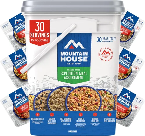 Mountain House Emergency Meal Assortment Kits, Freeze-Dried Survival Food Kit for Disaster Preparedness & Long-Term Storage, 30-Year Shelf Life