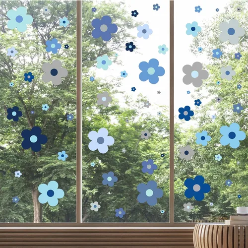 Miniatura 6 de TaoBary 288 piezas de calcomanías de pared Y2k con bonitas flores, coloridas calcomanías florales de pared de vinilo para despegar y pegar