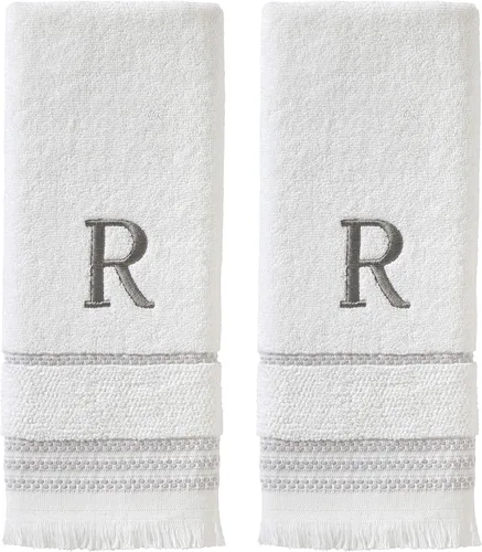 Miniatura 53 de SKL Home Toalla de baño casual con monograma, S, 28 x 54 pulgadas, color blanco