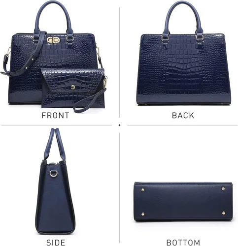 Miniatura 2 de Dasein Bolsos de mano para mujer bolsos de mano con asa superior bolsos de trabajo bolsos de hombro con embrague a juego juego de 2 piezas