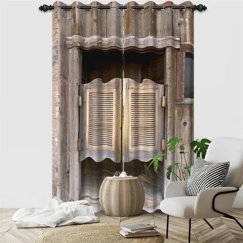 Miniatura 102 de Cortinas rústicas para ventana de puerta de granero, puerta de madera gris, puerta de garaje, tratamiento de ventana para sala de estar, dormitorio