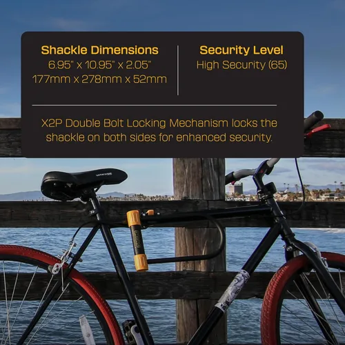 Miniatura 5 de OnGuard Bulldog STD Bike U-Lock - Grillete de acero endurecido de 0.512 in (115 × 9.055 in) - Tornillo doble X2P, núcleo de cilindro Z, 5 llaves