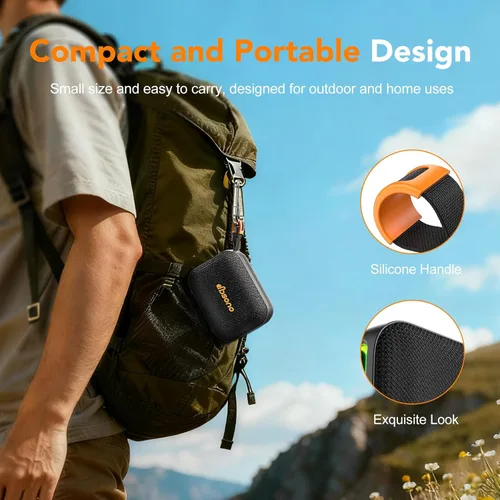 Miniatura 6 de Altavoz Bluetooth portátil resistente al agua: Sonido IPX5 HD hasta 24 horas de reproducción, emparejamiento TWS, luz LED, altavoz al aire libre