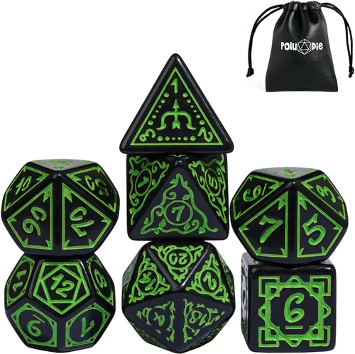 Miniatura 24 de 5 juegos de dados DND, juego de dados poliédricos (35 piezas) con bolsa de troquel de cuero, juego de troqueles D&D para juegos de mesa RPG