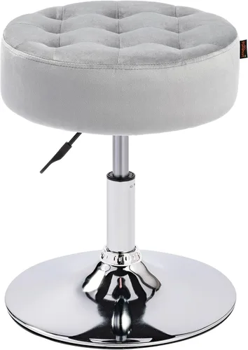 Miniatura 14 de Furnimart Taburete otomano moderno redondo de piel sintética, taburete de maquillaje contemporáneo para dormitorio, sala de estar, entrada
