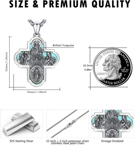 Miniatura 200 de Collar de plata de ley 925 con medalla de San Patrón, colgante de protección católica, amuleto, joyería religiosa para hombres y mujeres