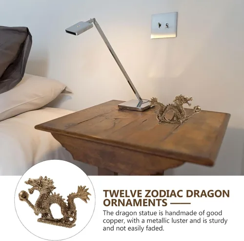 Miniatura 8 de Beavorty Estatua de dragón chino Feng Shui, escultura de dragón dorado, figuras reales del zodiaco 2023, escultura de año nuevo, adornos de mesa