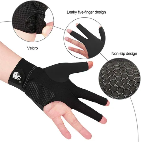 Miniatura 2 de MioCloth Guante de billar antideslizante para mano izquierda, carom, billar, taco, deporte, profesional, 3 dedos, regalo para hombres y mujeres