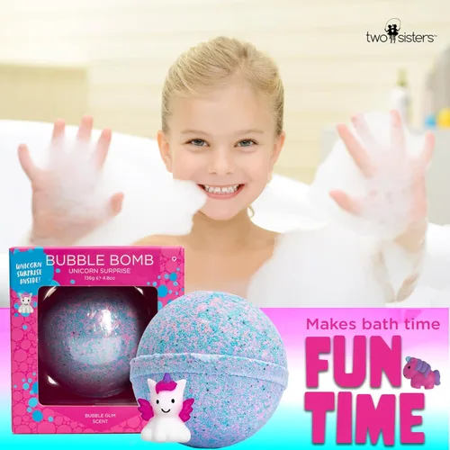 Miniatura 3 de Bombas de baño de unicornio para niñas con juguetes esponjosos sorpresa en el interior de Two Sisters - Grandes bombas de burbujas para niños