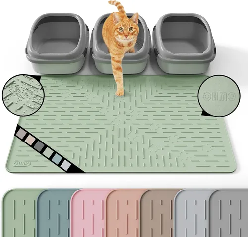 Miniatura 14 de OHMO Alfombrilla Grande para Arena de Gatos Alfombrilla de Captura Premium Goma de Silicona 31.5 x 23.6 pulgadas Gris Ceniza, Alfombrilla para Caja