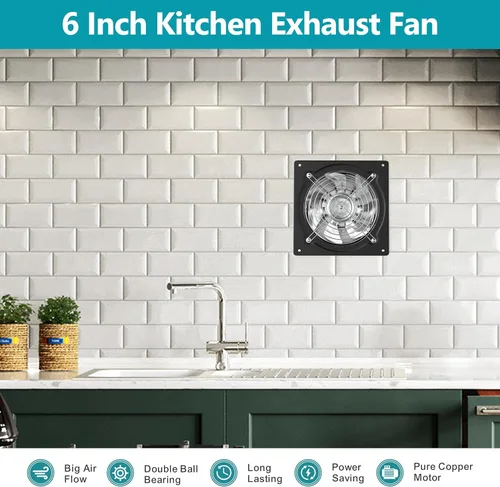 Miniatura 6 de HG Power Ventilador de escape de 15.2 cm con interruptor, potente ventilador de escape de cocina con amortiguador, ventiladores de escape de ventana